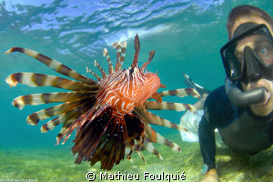 self portrait with the lionfish by Mathieu Foulquié 